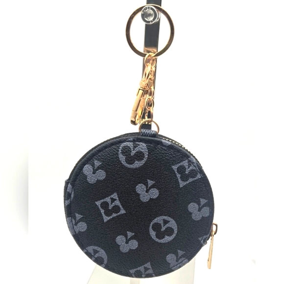 Black and Gray Monogram Coin Pouch - Picture 7 of 13
